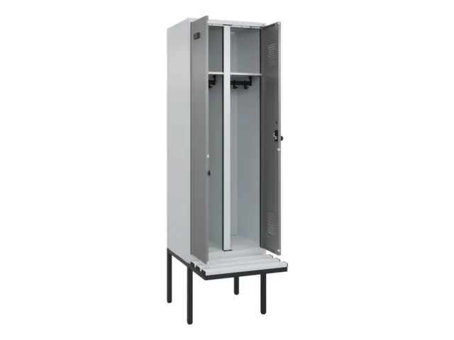 locker met bank,voor scheiding van kleding,HxBxD 2120x600x815mm,2vak