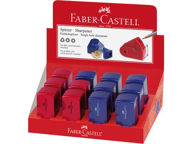 puntenslijper Faber-Castell "Sleeve" Mini enkel rood/blauw | FaberCastellShop.nl