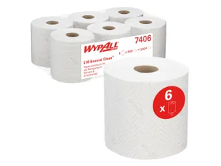 Poetsrol WypAll L10 1-laags 18,3cmx190m 500vel wit 7406 - 1