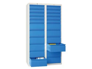 ladekast HxBxD 1800x1000x500mm 22laden RAL7035 front RAL5010 - 1