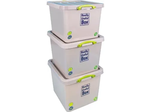 Recycled opbergdoos 60 liter Grijs Stapelbaar