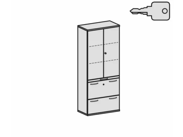 Kantoorkast 1920x800x430mm Decor Romp Esdoorn Decor Front Lichtgrijs