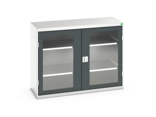 vitrinekast 1000x1300x550mm 2xStalen bodem romp RAL7035 front RAL7016