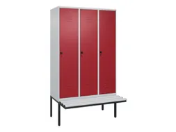 locker met bank,HxBxD 2120x1200x815mm,3vak,vak B 400mm,draaigrendel