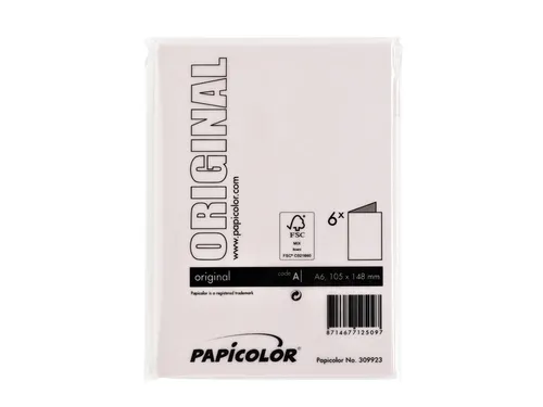 Correspondentiekaart Papicolor dubbel 105x148mm lichtroze pak à 6 st