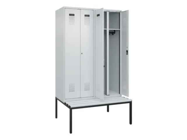 locker met bank,voor scheiding van kleding,HxBxD 2120x1200x815mm,4vak