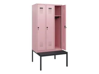 locker met bank,HxBxD 1950x900x815mm,3vak,vak B 300mm,draaigrendel - 1