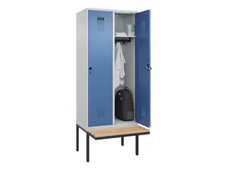 locker met bank,HxBxD 2120x800x815mm,2vak,vak B 400mm,draaigrendel - 1