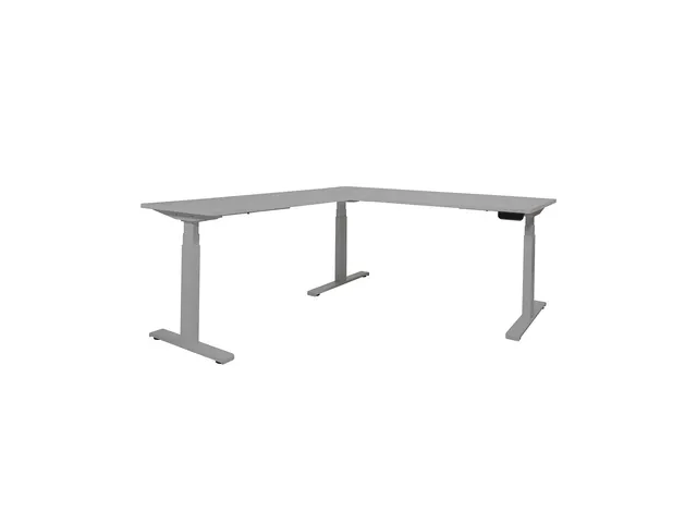 Elektrisch Hoekbureau Dextro Plus 180x160cm Frame Alu Blad Grijs