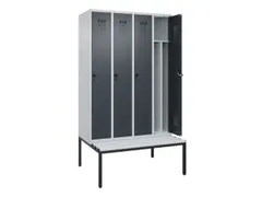locker met bank,voor scheiding van kleding,HxBxD 2120x1200x815mm,4vak