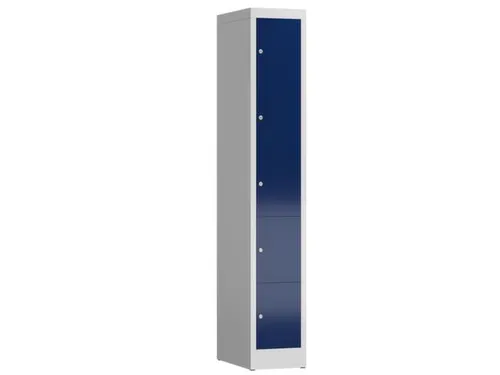 Lockerkast 1800x310x500mm 1x5 vakken cilinderslot, sokkel, RAL5010