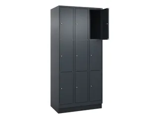 lockerkast,HxBxD 1950x900x500mm,3x3vakken,vak B 300mm,cil.-slot,sokkel - 1