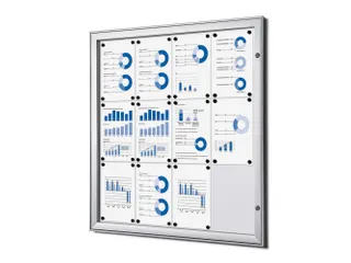 Vergrendelbaar vitrine mededelingenbord Indoor/Outdoor 12xA4 Zilver - 1