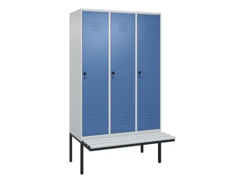 locker met bank,HxBxD 2120x1200x815mm,3vak,vak B 400mm,draaigrendel