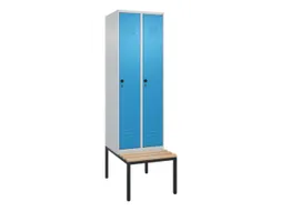 locker met bank,HxBxD 2120x600x815mm,2vak,vak B 300mm,draaigrendel