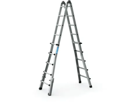 échelle télescopique polyvalente 4x5 échelons lisse L 5 29m nature