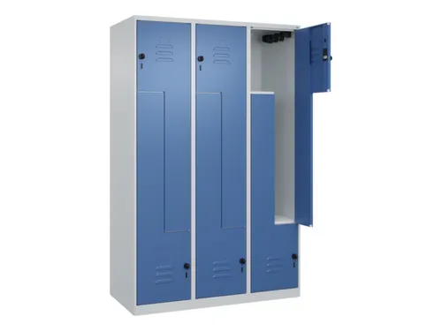 Z-garderobekast,HxBxD 1850x1200x500mm,vak B 200/400mm,draaigrendel