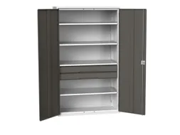 universele kast,HxBxD 2000x1300x550mm,4xStalen bodem,2lade(n)