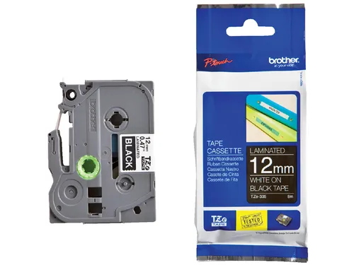 Labeltape Brother P-touch TZe-335 standaard 12mm wit op zwart