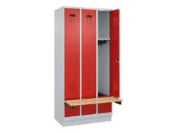 locker met bank,HxBxD 1950x900x815mm,3vak,vak B 300mm,cilinderslot