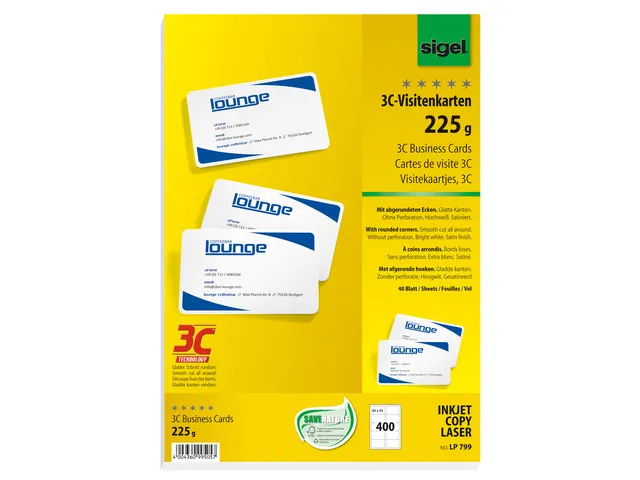 Visitekaartjes 3c 85x55mm 225g Wit 400 Stuks Afgeronde Hoeken