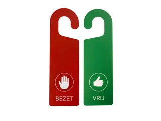 Kunststof deurhanger 250x75mm Vrij - Bezet Rood/Groen 10 stuks - 1