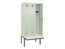 locker met bank,HxBxD 2120x900x815mm,3vak,vak B 300mm,cilinderslot