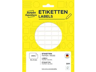 Etiket Avery Zweckform 3311 16x9mm wit 2646stuks - 1