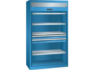 zwaarlast-roldeurkast,HxBxD 1950x1100x641mm,4xStalen bodem,lak RAL5012 - 3