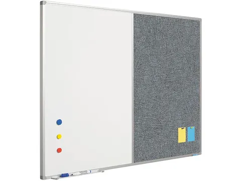 Combibord Wit Donkergrijs 60x90cm Whiteboard / Prikbord