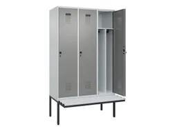 locker met bank,voor scheiding van kleding,HxBxD 2120x1200x815mm,3vak