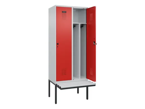 locker met bank,voor scheiding van kleding,HxBxD 2120x800x815mm,2vak