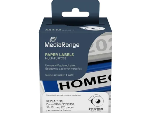 Labels alternatief DYMO 99014 zwart op wit 101x54mm 220 stuks