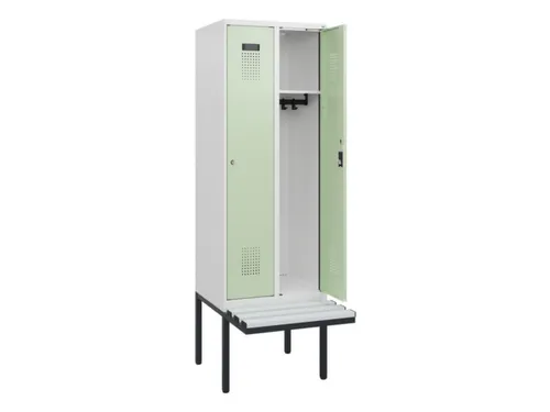 locker met bank,HxBxD 1950x600x815mm,2vak,vak B 300mm,cilinderslot