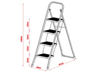 Stalen trap ladder 4 treden wit - 2