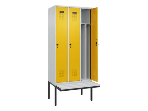 locker met bank,voor scheiding van kleding,HxBxD 2120x900x815mm,3vak