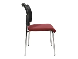 Bezoekersstoel Zitting Bordeauxrood Stof Rug Netbekleding Zwart - 4
