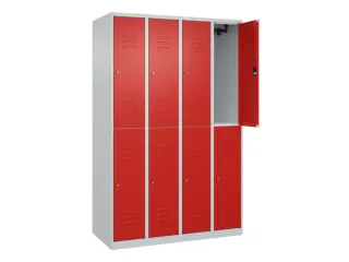 dubbeldekse locker,HxBxD 1850x1200x500mm,4x2vak.,vak B 300mm,cil.-slot - 2