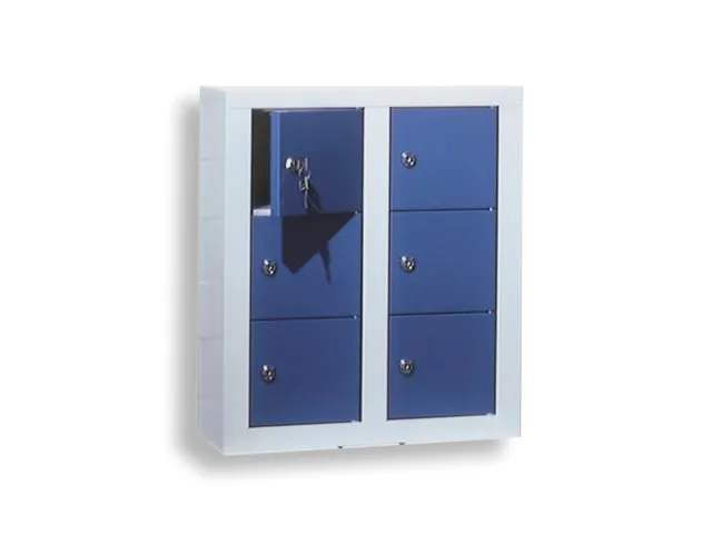 lockerkast,HxBxD 585x485x250mm,2x3vakken,cil.-slot,RAL5010