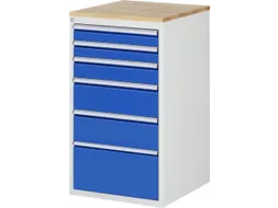 ladekast 1035x580x650mm 6laden cilinderslot RAL7035 RAL5010 beuken