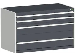 ladekast 800x1300x750mm 4laden zware lasten RAL7035 front RAL7016