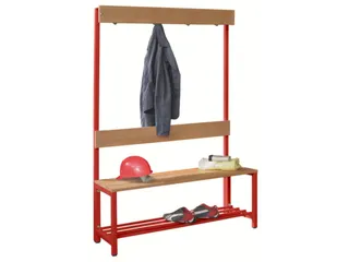 Omkleedbank LxB 1000x400mm Houten Latten Schoenenrek Haken RAL3000 - 2