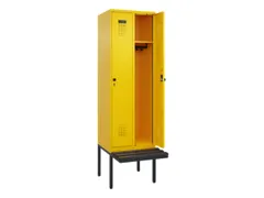 locker met bank,HxBxD 2120x600x815mm,2vak,vak B 300mm,draaigrendel