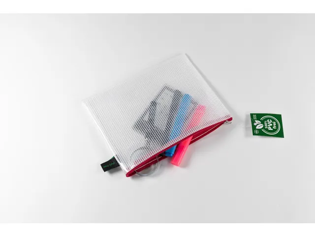 etui B6 PVC-vrij transparant met rode rits