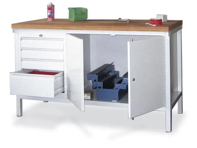 Werkbank Hxlxd 900x1500x700mm 4laden 1kast Lichtgrijs