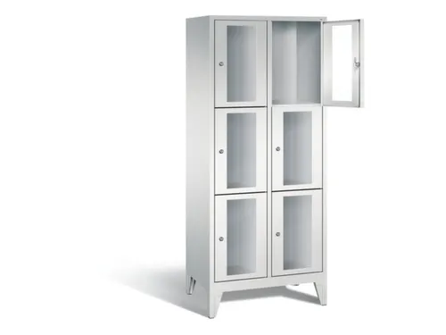 lockerkast 1850x810x500mm 2x3 vakken Cilinderslot Poten, RAL7035