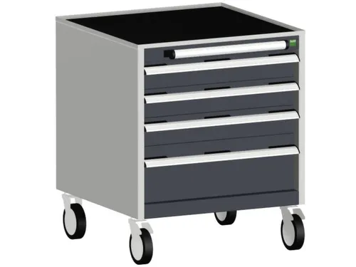 ladekast verrijdbaar 780x650x650mm 4laden romp RAL7035 front RAL7016