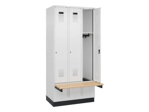 locker met bank,HxBxD 1950x900x815mm,3vak,vak B 300mm,cilinderslot