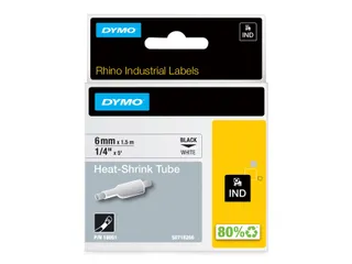 Lettertape Dymo 18051 Rhino Krimp 6mmx1.5m zwart op wit - 3