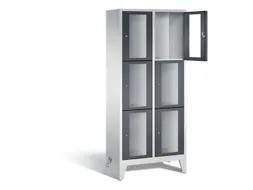 lockerkast 1850x810x500mm 2x3 vakken Cilinderslot Poten, RAL7021